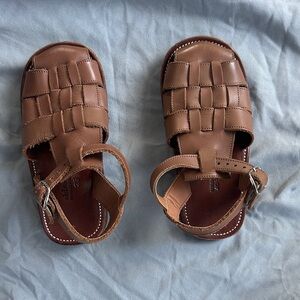 Adelisa & Co. Kids Aventura Brown Leather Sandals size 25/US 9